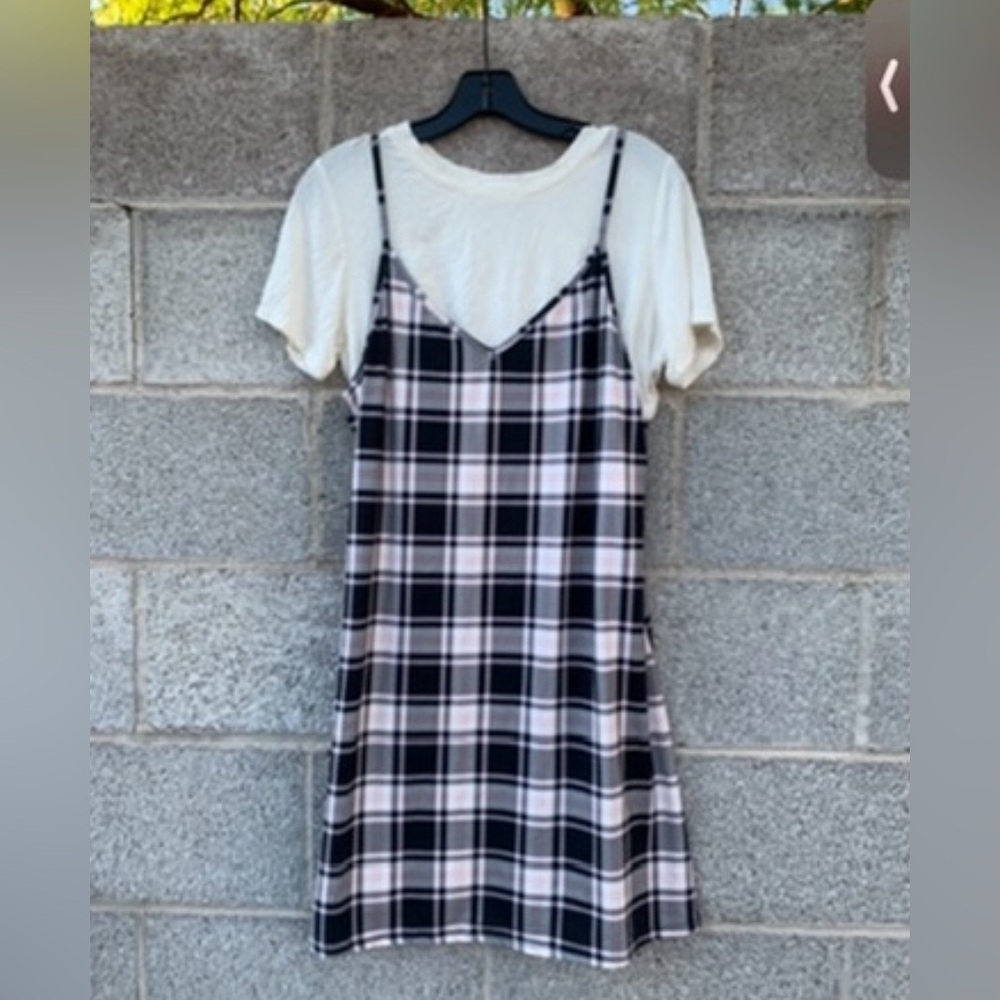 Stitch & Pine 2-in-1 Plaid Tank Dress A-line Very Soft 90’s Y2K Rock Size Medium